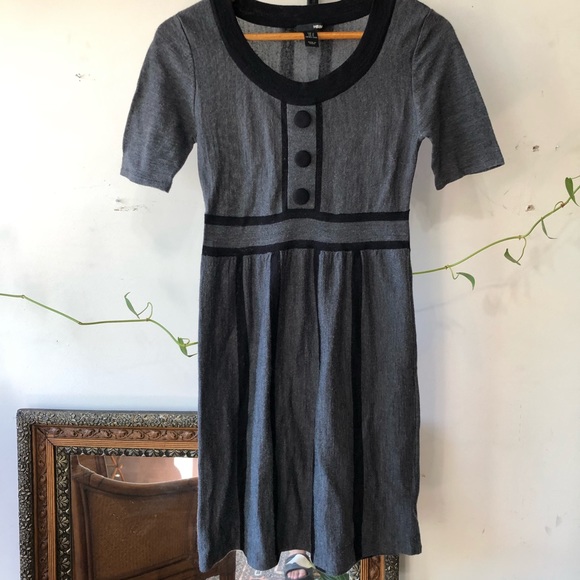 H&M Grey & Black Sweater Dress Sz Sm - Picture 2 of 6